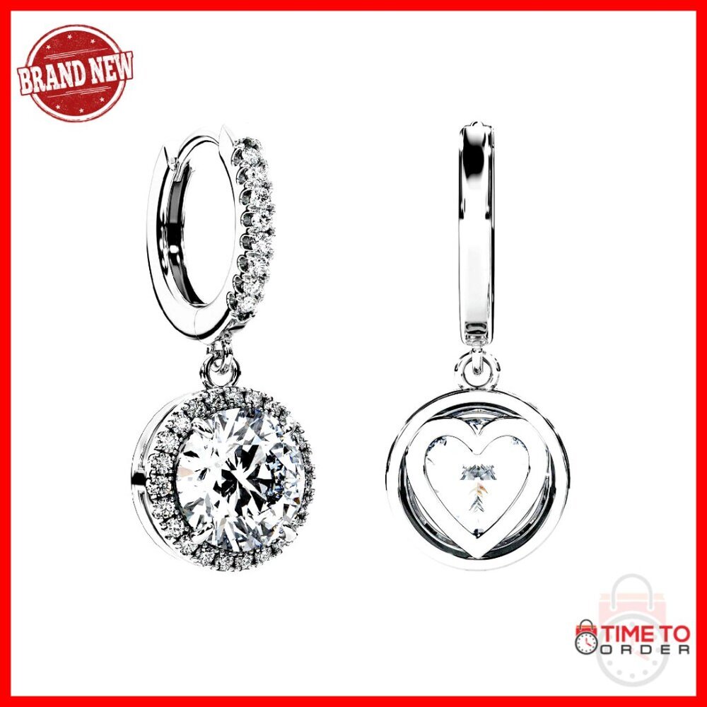 Moissanite Halo Drop Earrings Sterling Silver Dangle Gifts For Women